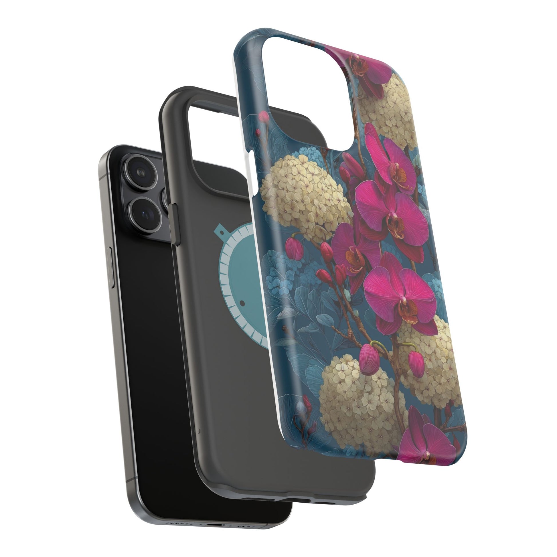 Phone case with floral design on a white background