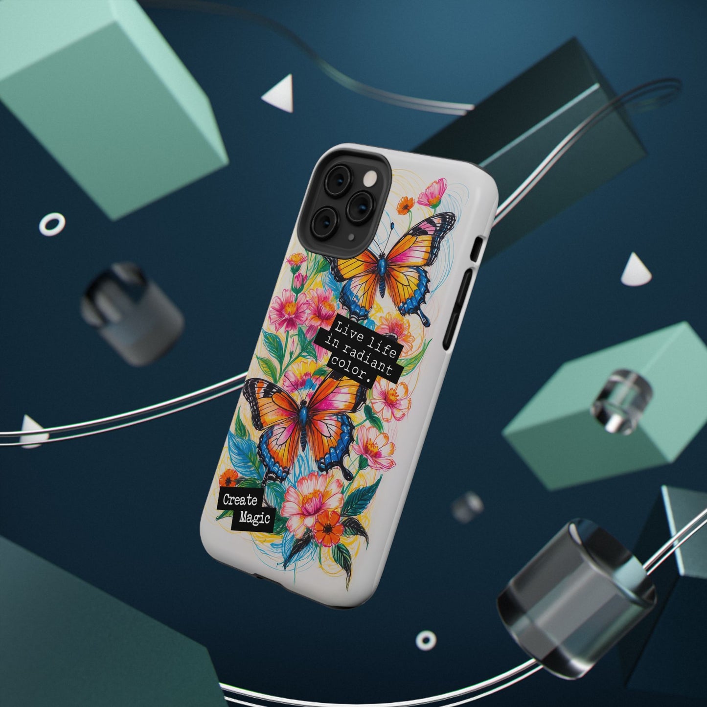 iPhone Cases - Colorful Butterfly and Flower Sketch - Impact - Resistant Cases - LucyKay store