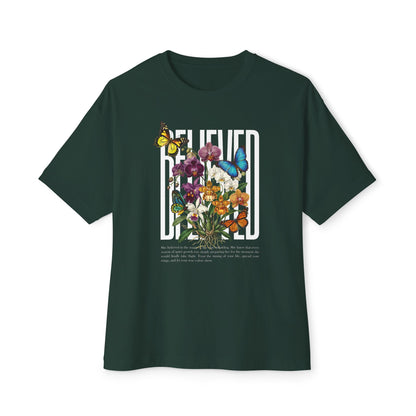 Botanical Butterflies Oversized Tee - Floral Graphic T-Shirt - LucyKay store