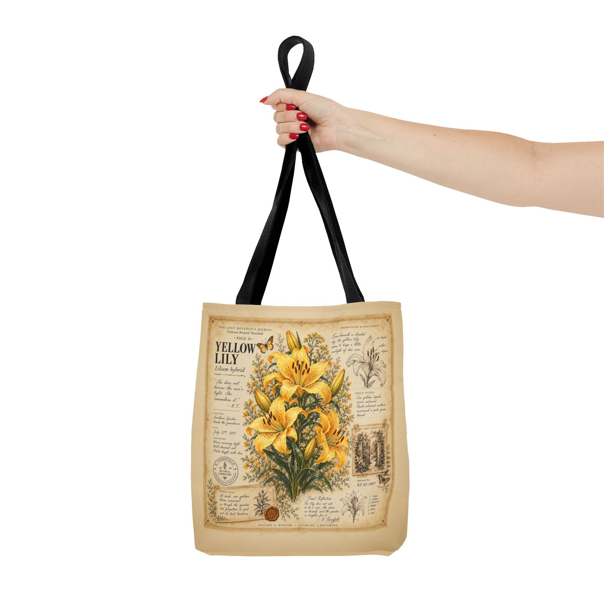 Yellow Lily Botanical Vintage Tote Bag