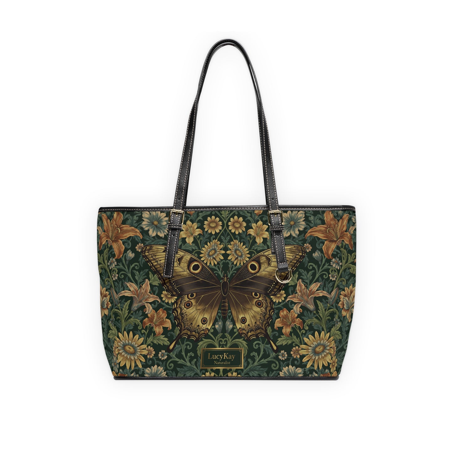 Butterfly Floral PU Leather Shoulder Bag – Vintage Tote - LucyKay store