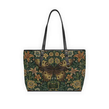 Butterfly Floral PU Leather Shoulder Bag – Vintage Tote - LucyKay store
