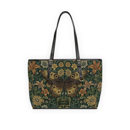 Butterfly Floral PU Leather Shoulder Bag – Vintage Tote - LucyKay store