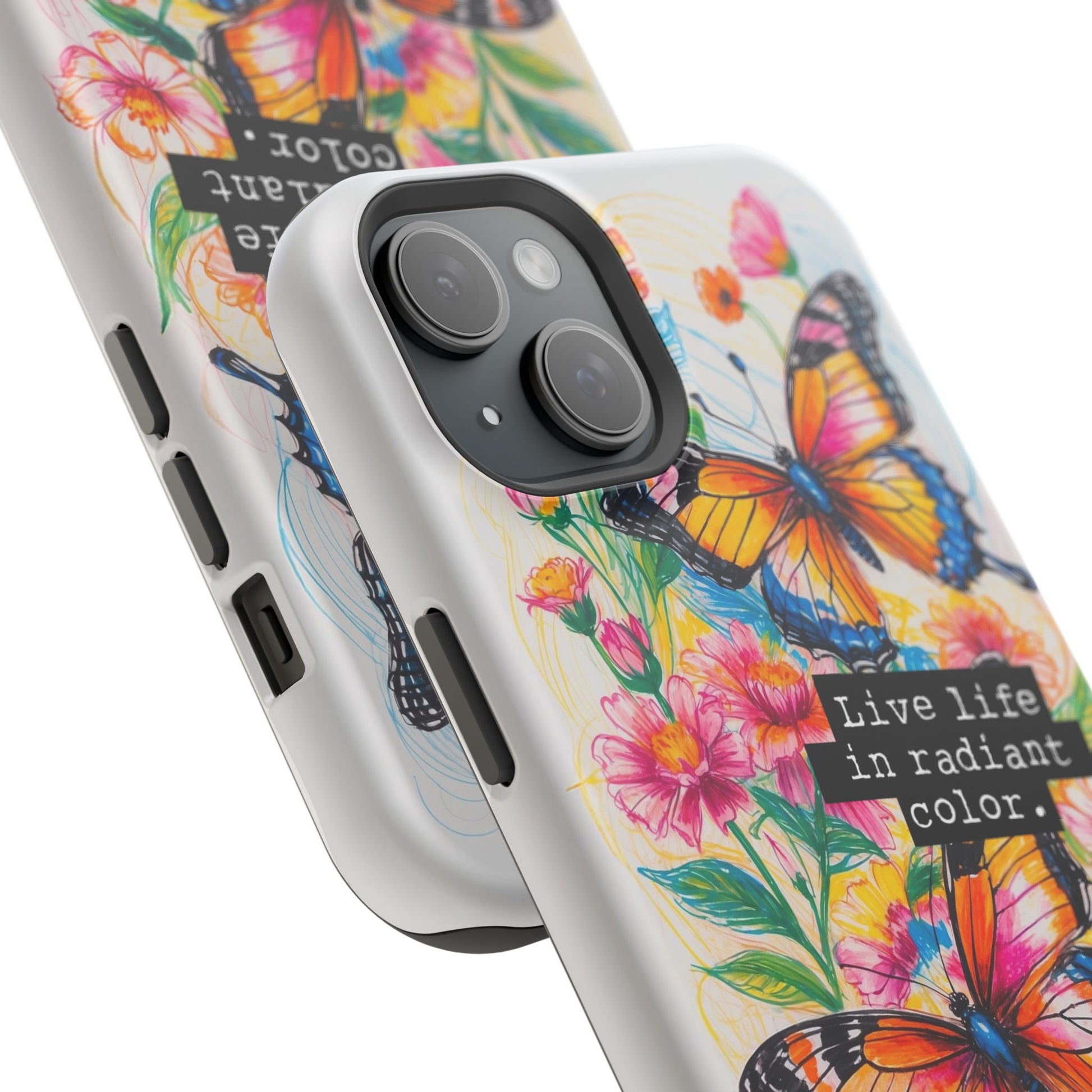 iPhone Cases - Colorful Butterfly and Flower Sketch - Impact - Resistant Cases - LucyKay store