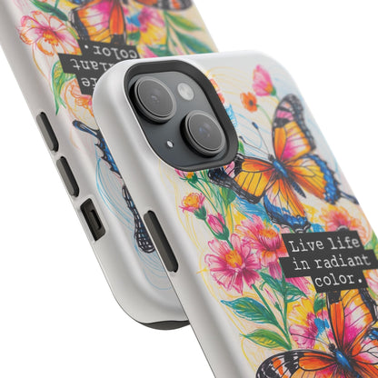 iPhone Cases - Colorful Butterfly and Flower Sketch - Impact - Resistant Cases - LucyKay store