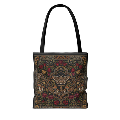 Gothic Rose Tote Bag – Vintage Floral Filigree Print | Black