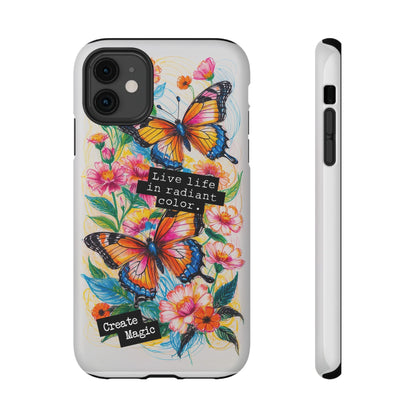 iPhone Cases - Colorful Butterfly and Flower Sketch - Impact - Resistant Cases - LucyKay store
