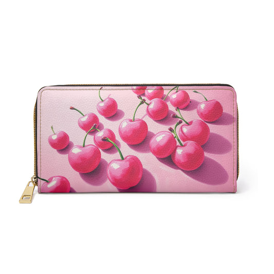 Zipper Wallet - Sweet Pink Cherries Artwork - LucyKay store