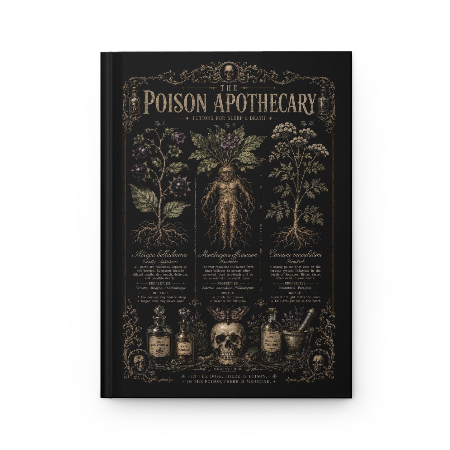 Dark Academia Vintage Botanical Journal – Witchcraft Gift for Her
