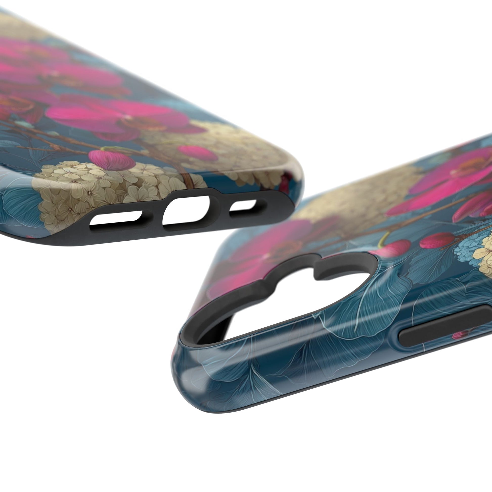 Two floral phone cases on a white background