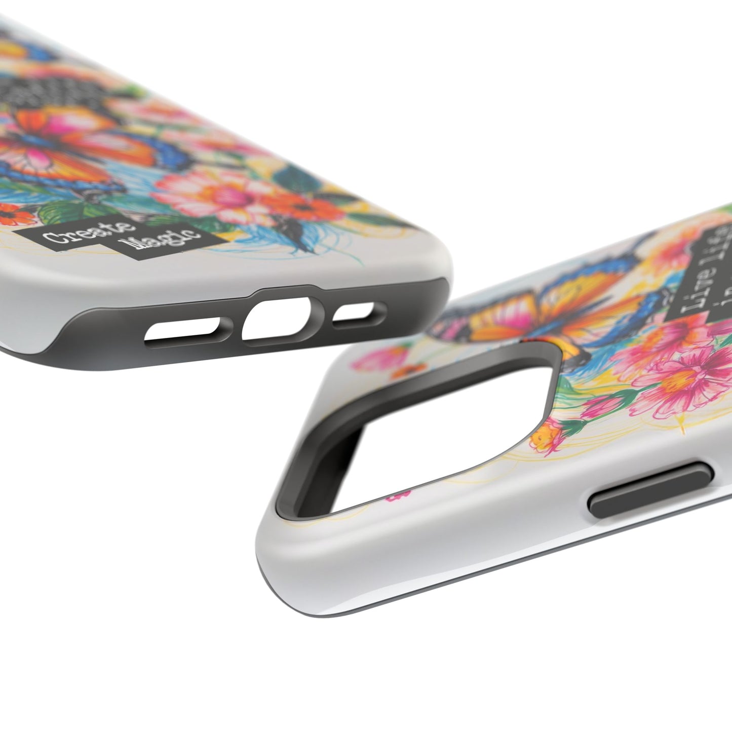 iPhone Cases - Colorful Butterfly and Flower Sketch - Impact - Resistant Cases - LucyKay store