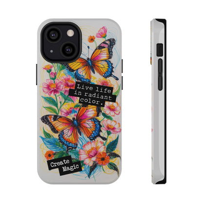iPhone Cases - Colorful Butterfly and Flower Sketch - Impact - Resistant Cases - LucyKay store