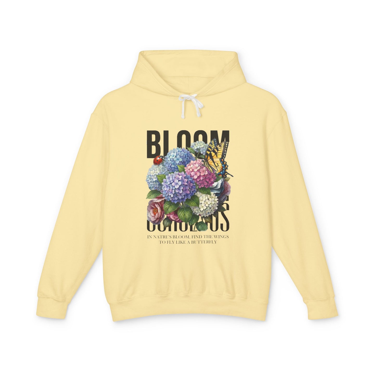 Floral Hoodie Women - Hydrangea Butterfly Lightweight Pullover - LucyKay store