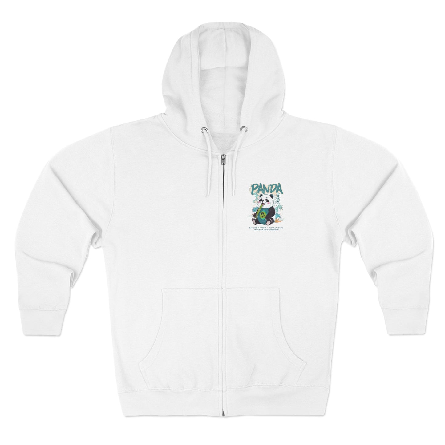 Panda Zip - Up Hoodie | Cute Bamboo Graphic White Sweatshirt - LucyKay store