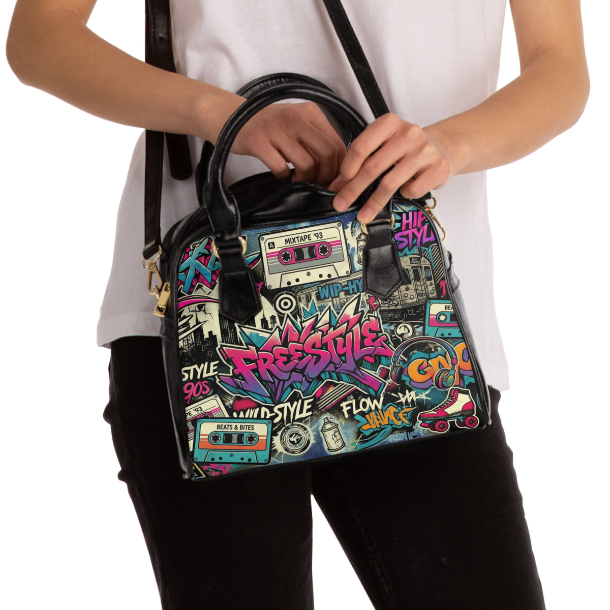 Graffiti Handbag – 90s Retro Cassette Street Art Purse - LucyKay store