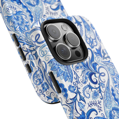 Blue Floral Paisley Tough Phone Case - 2 - Piece Protective - LucyKay store