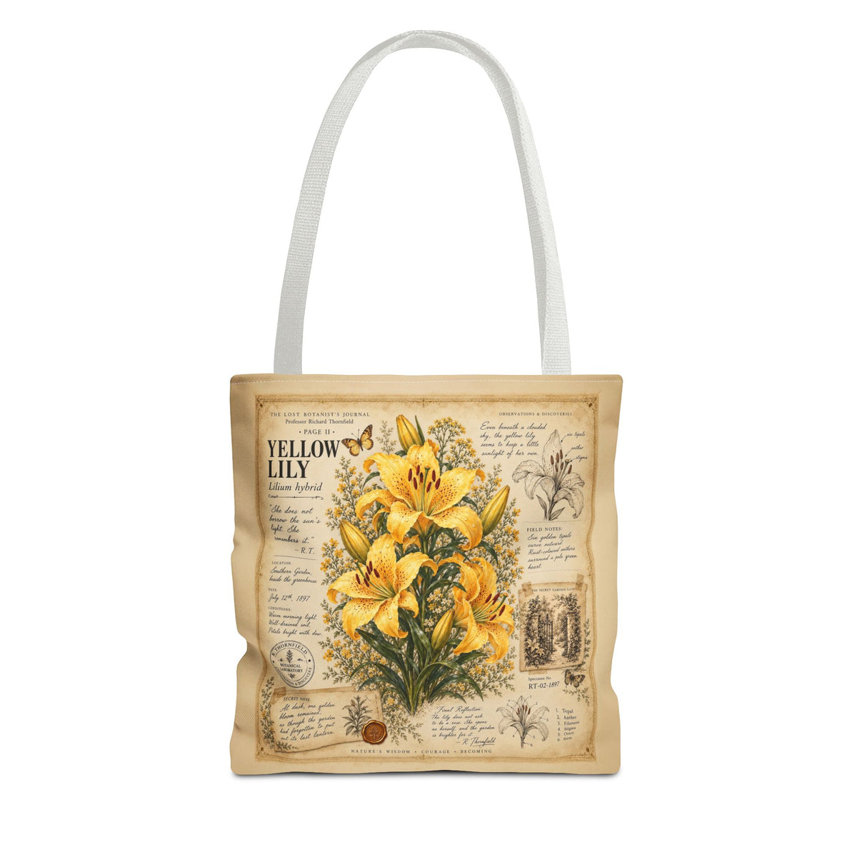 Yellow Lily Botanical Vintage Tote Bag