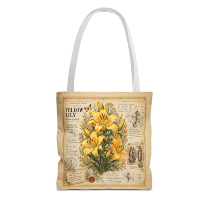 Yellow Lily Botanical Vintage Tote Bag