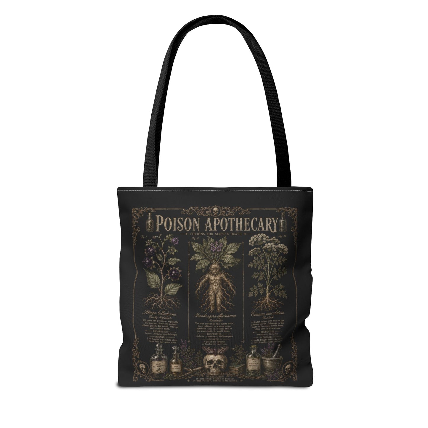 Witchy Botanical Tote Bag – Vintage Apothecary Herb Illustration