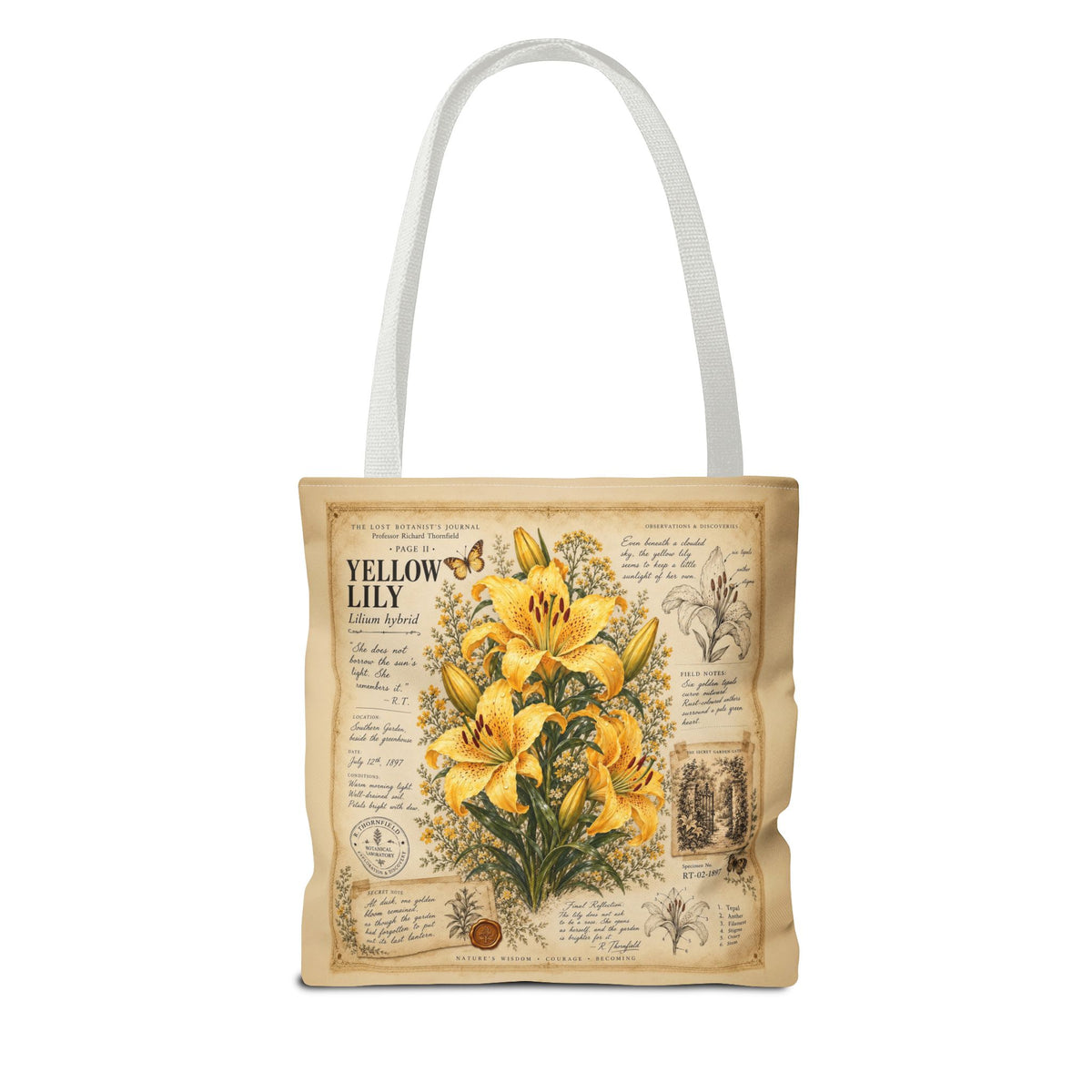 Yellow Lily Botanical Vintage Tote Bag
