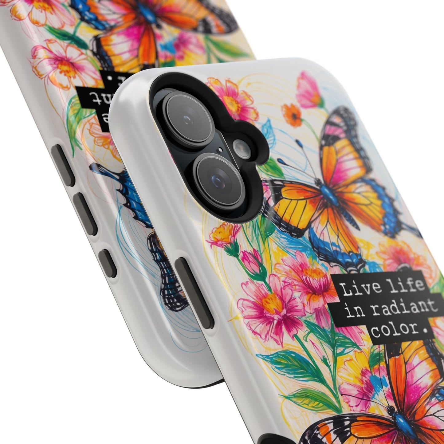 iPhone Cases - Colorful Butterfly and Flower Sketch - Impact - Resistant Cases - LucyKay store
