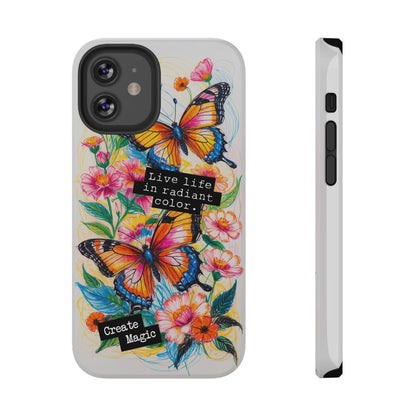 iPhone Cases - Colorful Butterfly and Flower Sketch - Impact - Resistant Cases - LucyKay store