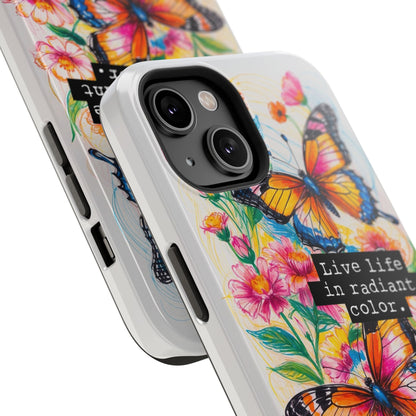 iPhone Cases - Colorful Butterfly and Flower Sketch - Impact - Resistant Cases - LucyKay store