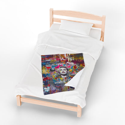Rebel Queen Velveteen Plush Blanket | Pop Art Graffiti Throw - LucyKay store