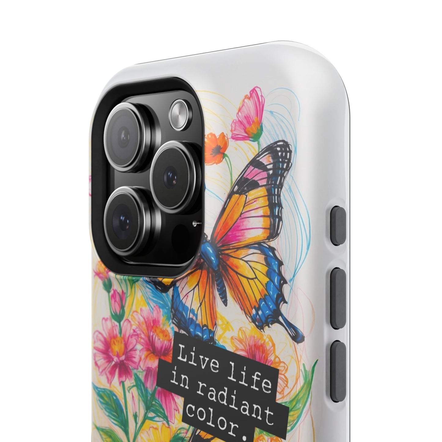 iPhone Cases - Colorful Butterfly and Flower Sketch - Impact - Resistant Cases - LucyKay store