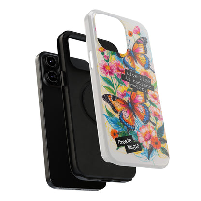 iPhone Cases - Colorful Butterfly and Flower Sketch - Impact - Resistant Cases - LucyKay store