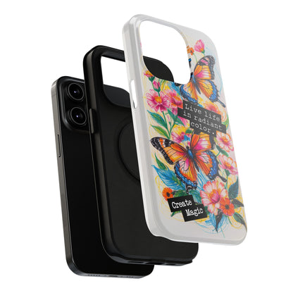 iPhone Cases - Colorful Butterfly and Flower Sketch - Impact - Resistant Cases - LucyKay store
