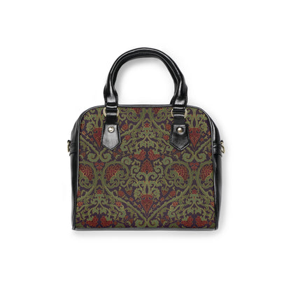 Vintage Damask Handbag – Olive & Rust Tapestry Shoulder Bag - LucyKay store