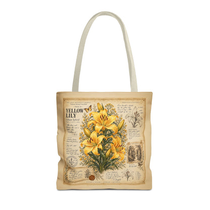 Yellow Lily Botanical Vintage Tote Bag