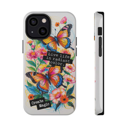 iPhone Cases - Colorful Butterfly and Flower Sketch - Impact - Resistant Cases - LucyKay store