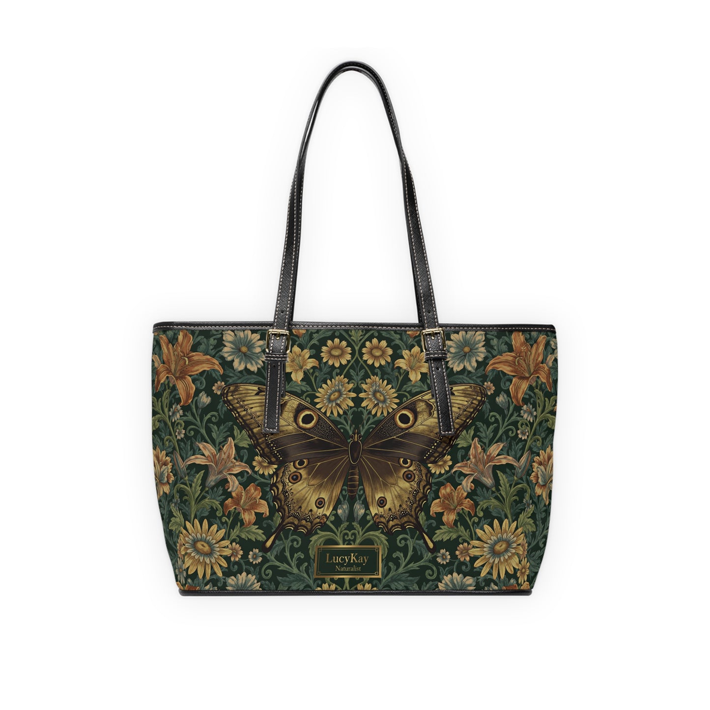Butterfly Floral PU Leather Shoulder Bag – Vintage Tote - LucyKay store