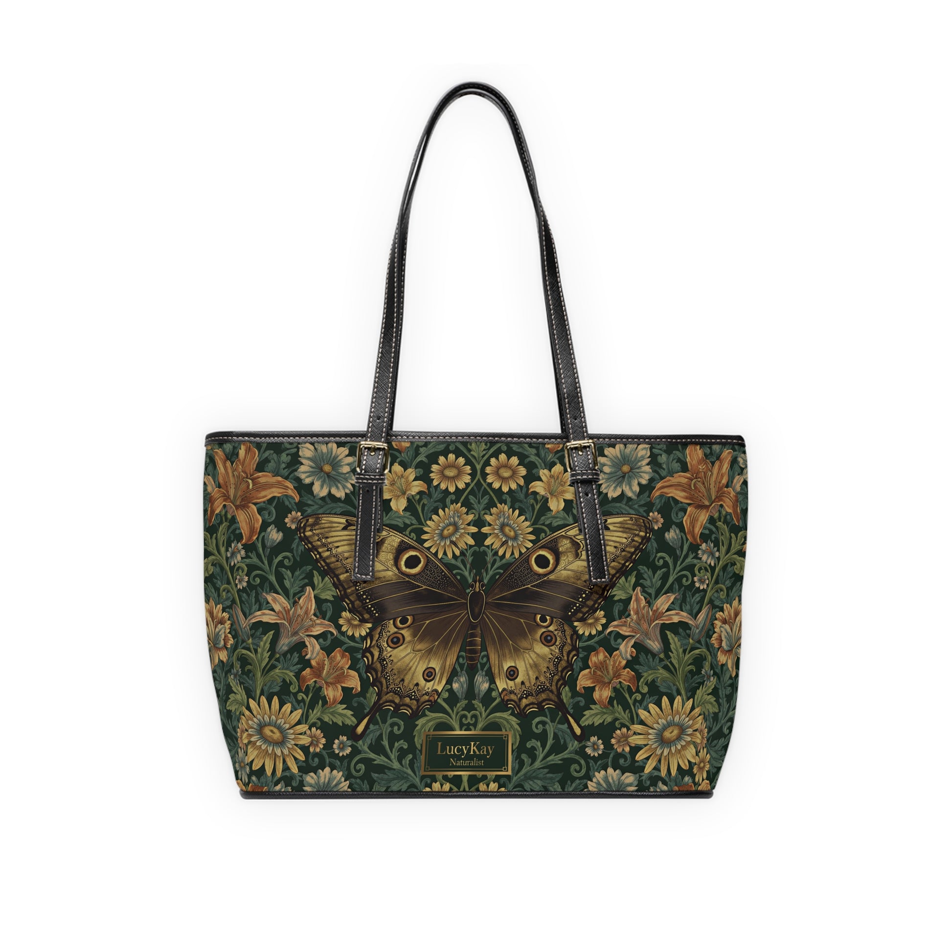 Butterfly Floral PU Leather Shoulder Bag – Vintage Tote - LucyKay store