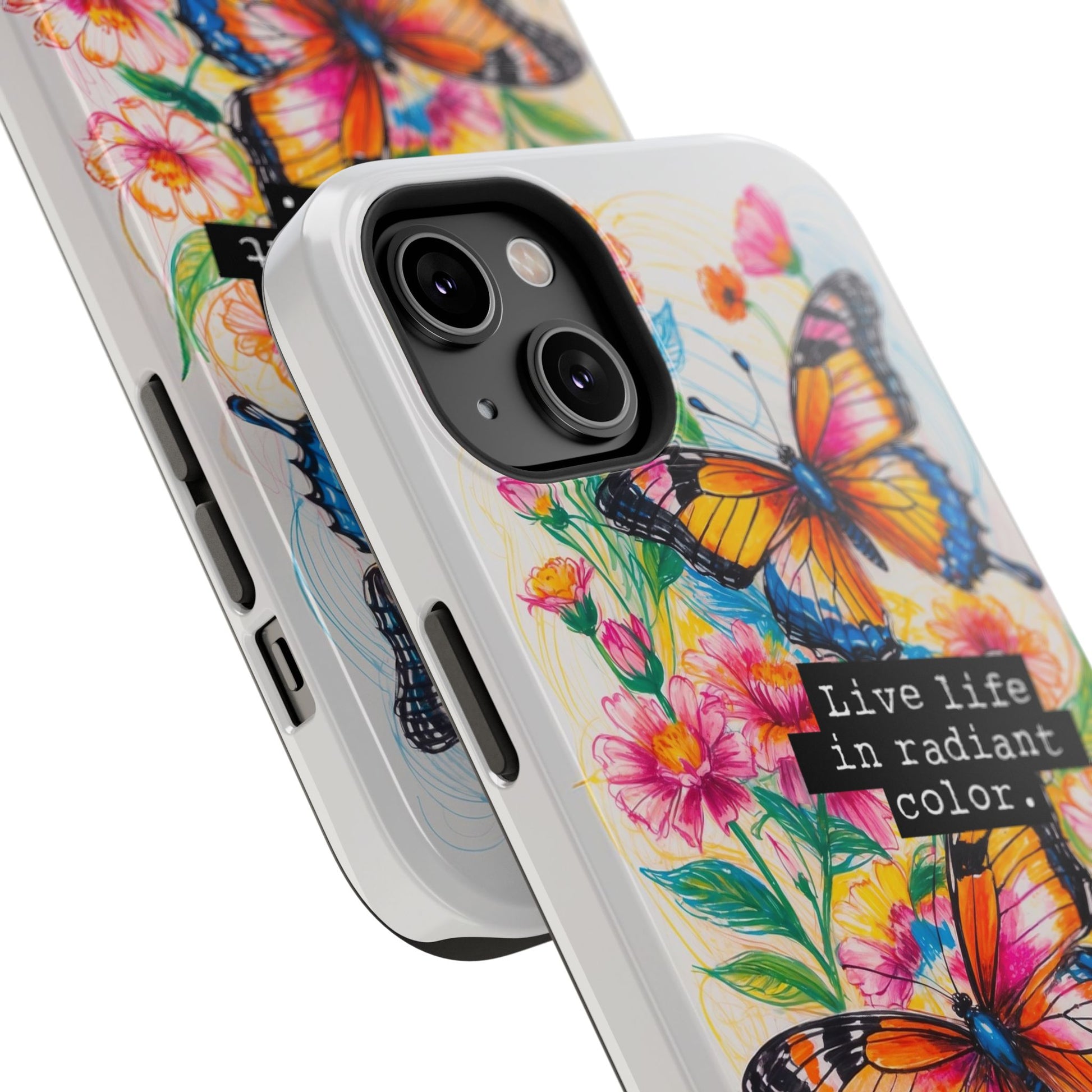 iPhone Cases - Colorful Butterfly and Flower Sketch - Impact - Resistant Cases - LucyKay store