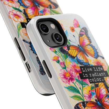 iPhone Cases - Colorful Butterfly and Flower Sketch - Impact - Resistant Cases - LucyKay store