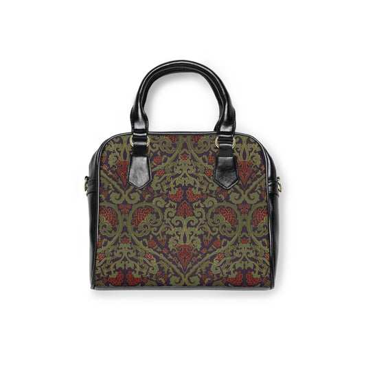 Vintage Damask Handbag – Olive & Rust Tapestry Shoulder Bag - LucyKay store