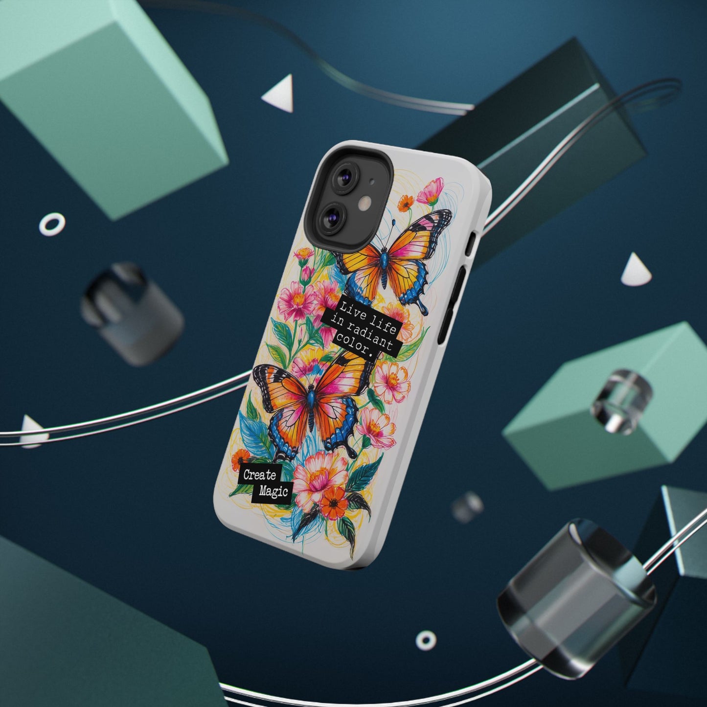 iPhone Cases - Colorful Butterfly and Flower Sketch - Impact - Resistant Cases - LucyKay store
