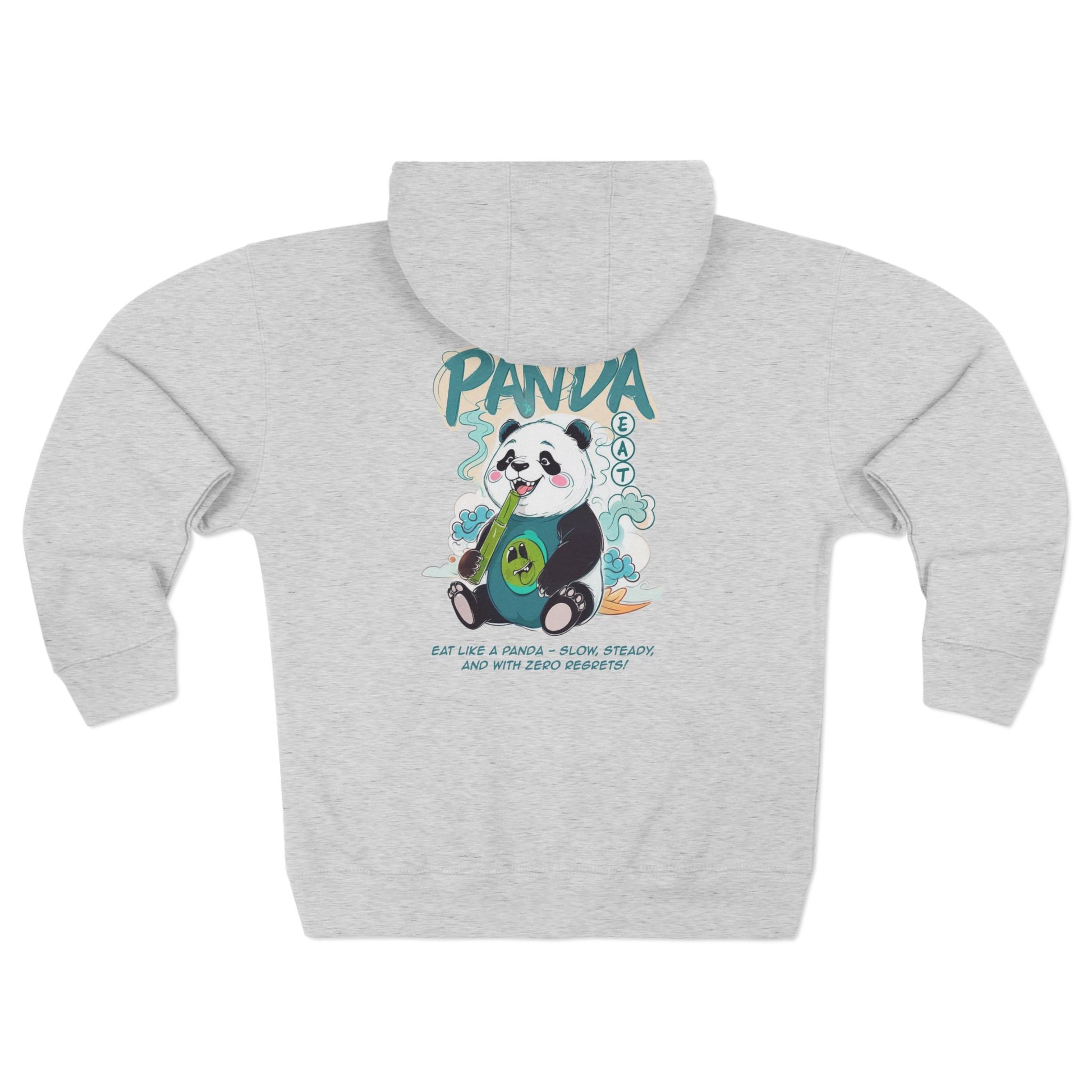 Panda Zip - Up Hoodie | Cute Bamboo Graphic White Sweatshirt - LucyKay store