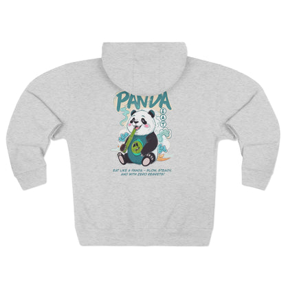 Panda Zip - Up Hoodie | Cute Bamboo Graphic White Sweatshirt - LucyKay store