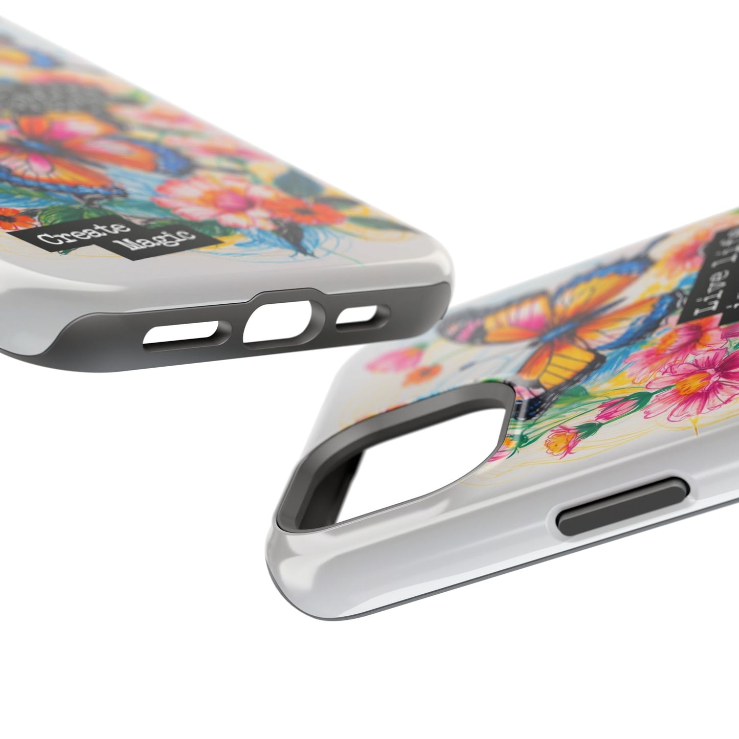 iPhone Cases - Colorful Butterfly and Flower Sketch - Impact - Resistant Cases - LucyKay store