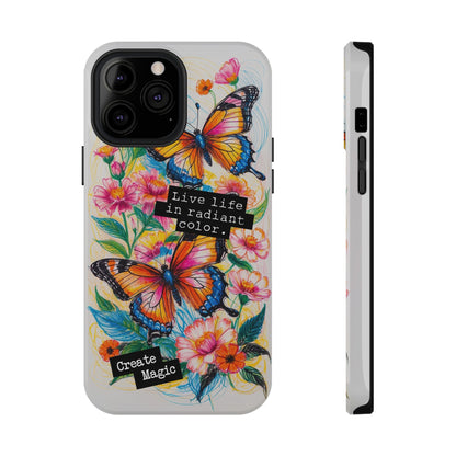 iPhone Cases - Colorful Butterfly and Flower Sketch - Impact - Resistant Cases - LucyKay store