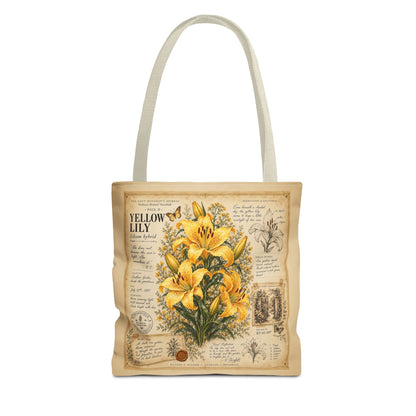 Yellow Lily Botanical Vintage Tote Bag