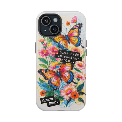 iPhone Cases - Colorful Butterfly and Flower Sketch - Impact - Resistant Cases - LucyKay store