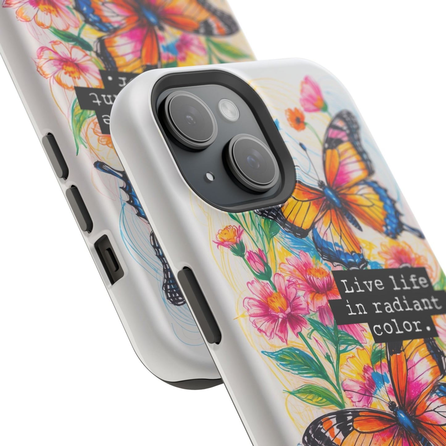 iPhone Cases - Colorful Butterfly and Flower Sketch - Impact - Resistant Cases - LucyKay store