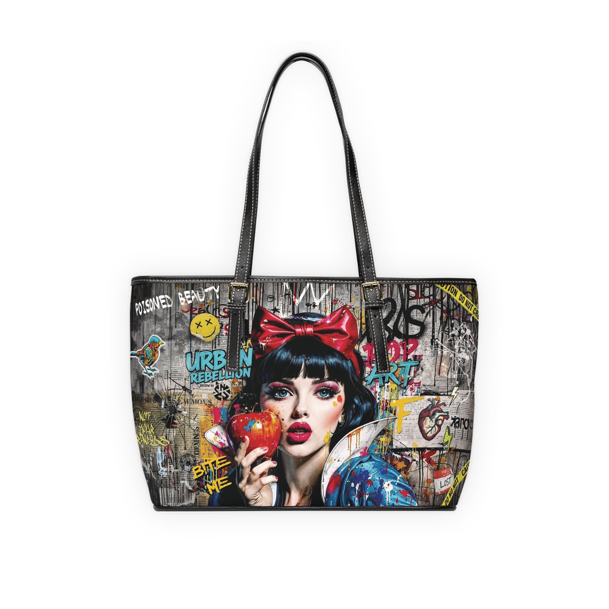 Pop Art Snow White Shoulder Bag | Urban Graffiti PU Leather - LucyKay store