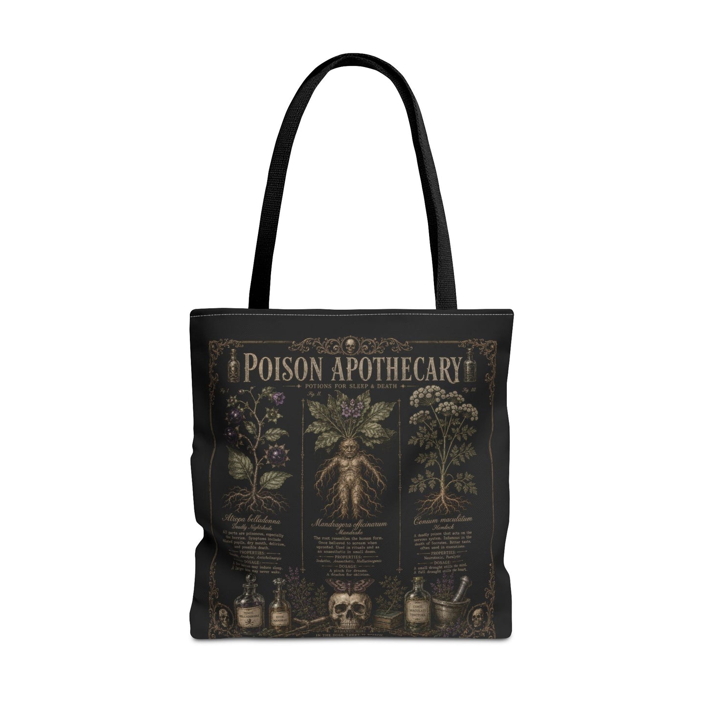 Witchy Botanical Tote Bag – Vintage Apothecary Herb Illustration