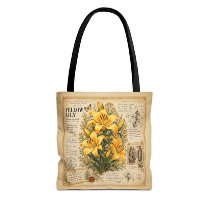 Yellow Lily Botanical Vintage Tote Bag